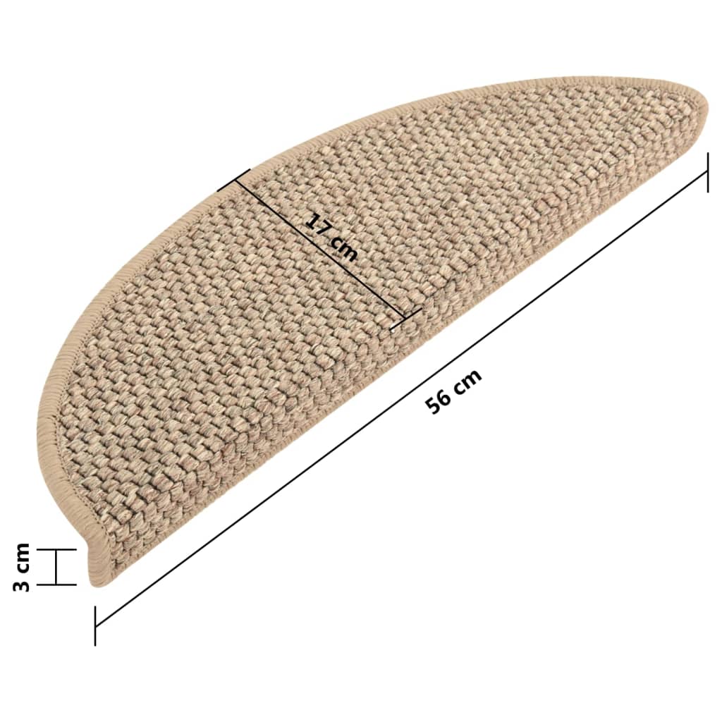 Self-adhesive Stair Mats Sisal-Look 15 pcs 56x20 cm Dark Beige- Stair Treads - HomeShopIreland - Home Shop Ireland - Stair Treads - Self-adhesive Stair Mats Sisal-Look 15 pcs 56x20 cm Dark Beige