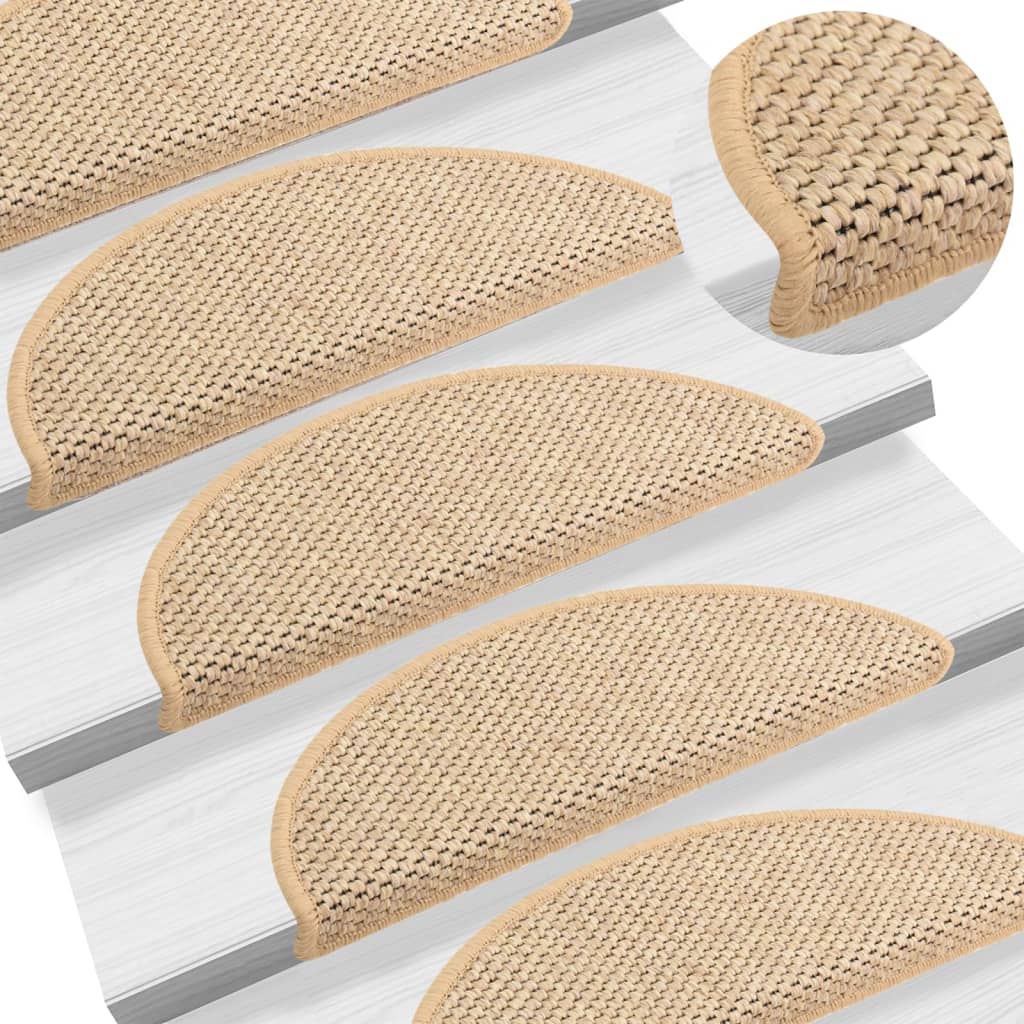 Self-adhesive Stair Mats Sisal-Look 15 pcs 56x20 cm Light Beige- Stair Treads - HomeShopIreland - Home Shop Ireland - Stair Treads - Self-adhesive Stair Mats Sisal-Look 15 pcs 56x20 cm Light Beige