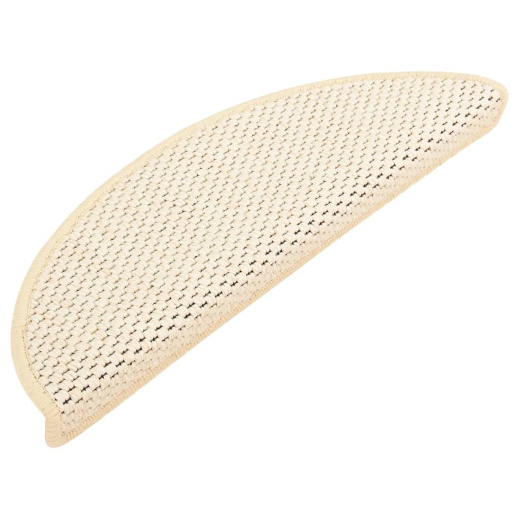 Self-adhesive Stair Mats Sisal-Look 15 pcs 56x20 cm Cream- Stair Treads - HomeShopIreland - Home Shop Ireland - Stair Treads - Self-adhesive Stair Mats Sisal-Look 15 pcs 56x20 cm Cream