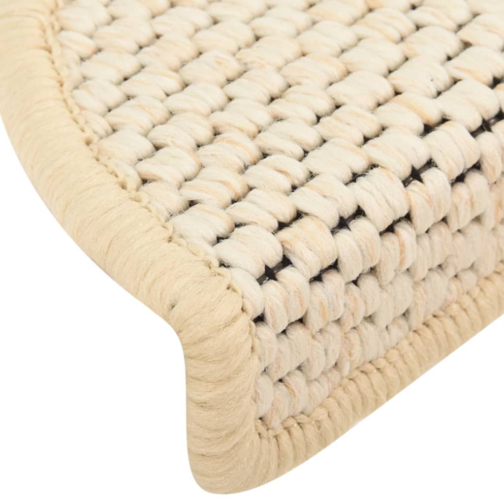 Self-adhesive Stair Mats Sisal-Look 15 pcs 56x20 cm Cream- Stair Treads - HomeShopIreland - Home Shop Ireland - Stair Treads - Self-adhesive Stair Mats Sisal-Look 15 pcs 56x20 cm Cream