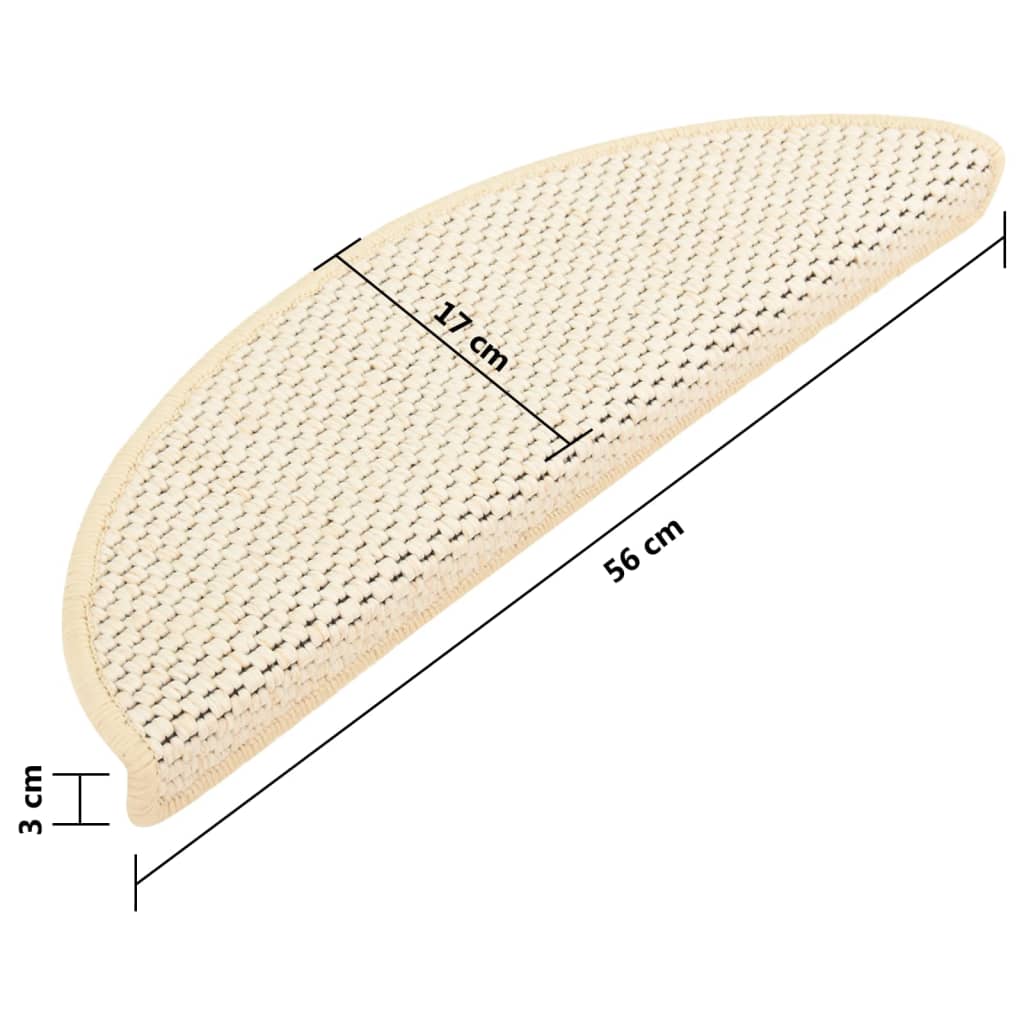 Self-adhesive Stair Mats Sisal-Look 15 pcs 56x20 cm Cream- Stair Treads - HomeShopIreland - Home Shop Ireland - Stair Treads - Self-adhesive Stair Mats Sisal-Look 15 pcs 56x20 cm Cream