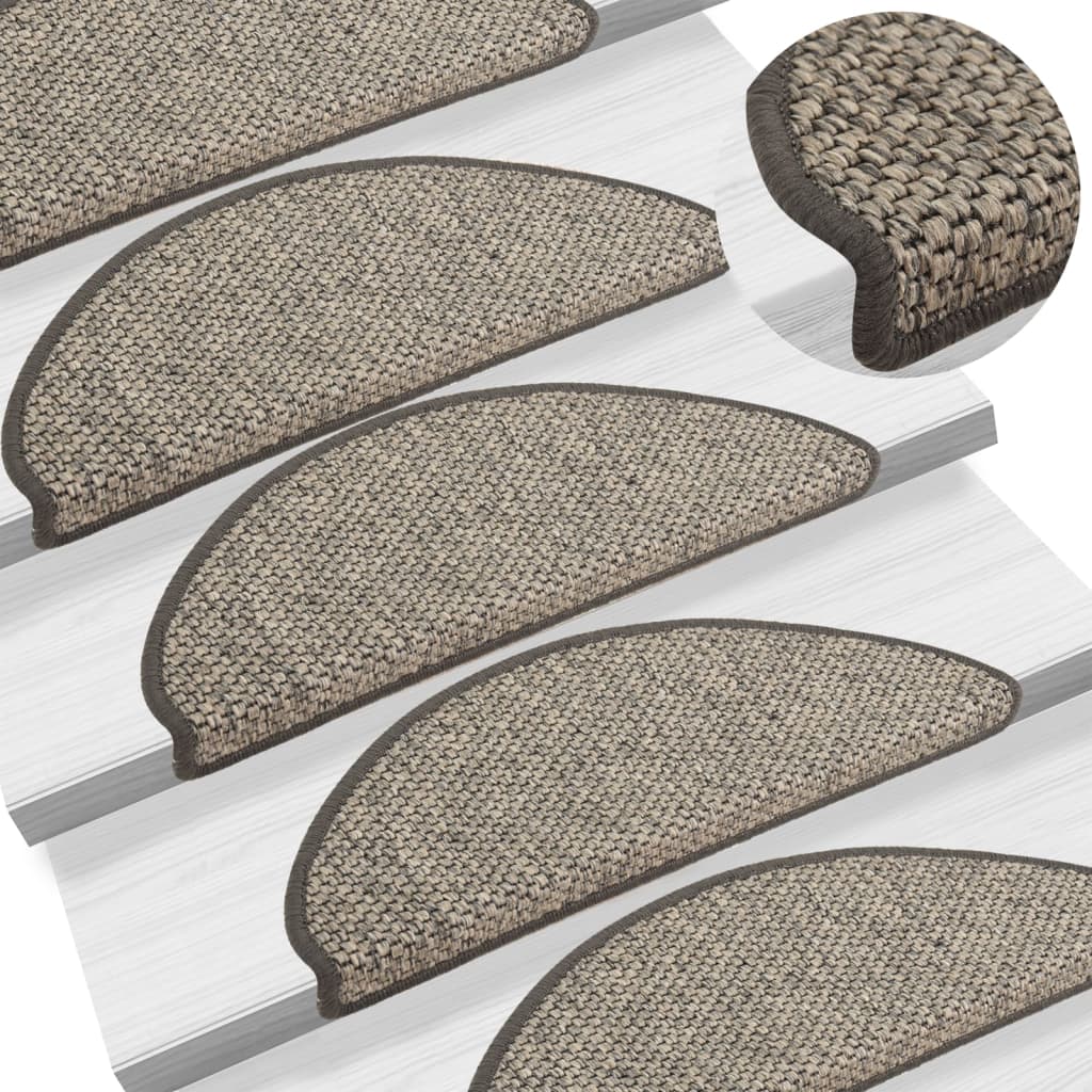 Self-adhesive Stair Mats Sisal-Look 15 pcs 65x25 cm Silver- Stair Treads - HomeShopIreland - Home Shop Ireland - Stair Treads - Self-adhesive Stair Mats Sisal-Look 15 pcs 65x25 cm Silver