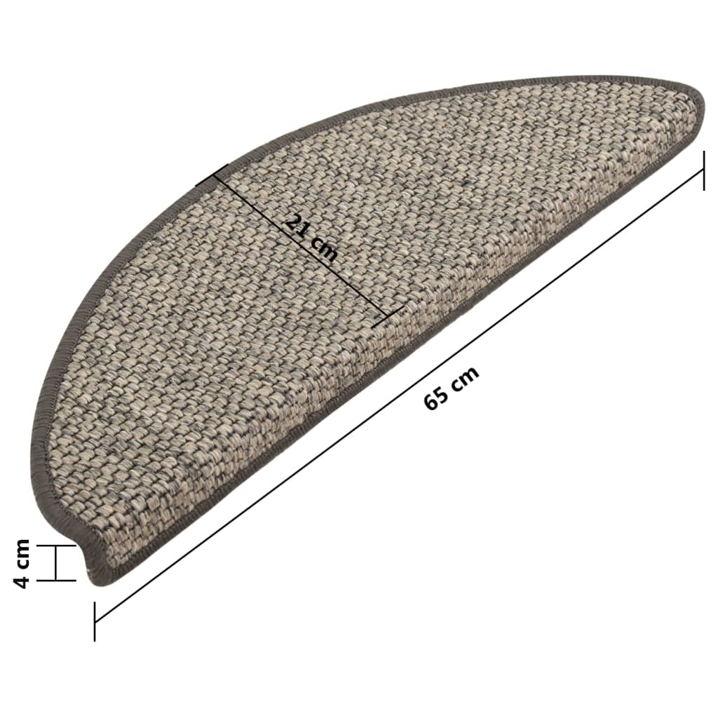 Self-adhesive Stair Mats Sisal-Look 15 pcs 65x25 cm Silver- Stair Treads - HomeShopIreland - Home Shop Ireland - Stair Treads - Self-adhesive Stair Mats Sisal-Look 15 pcs 65x25 cm Silver