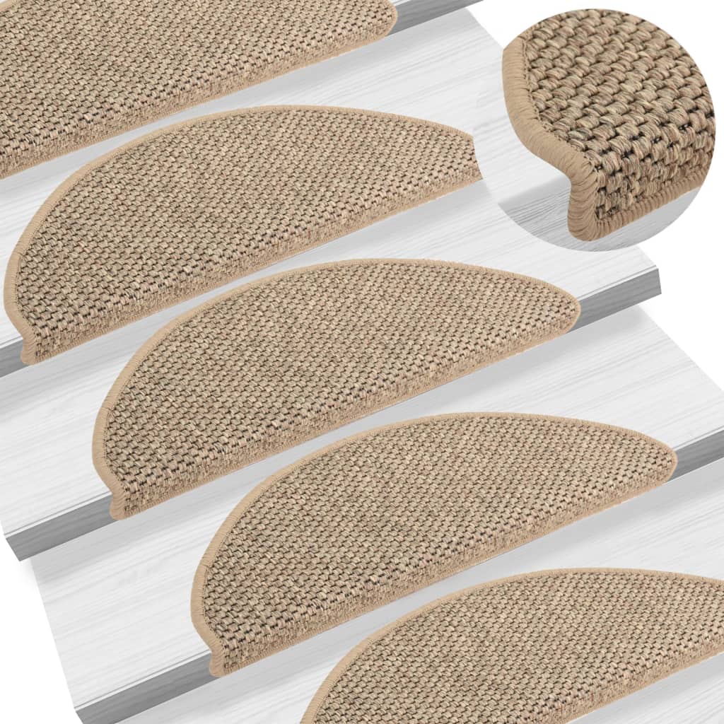 Self-adhesive Stair Mats Sisal-Look 15 pcs 65x25 cm Dark Beige- Stair Treads - HomeShopIreland - Home Shop Ireland - Stair Treads - Self-adhesive Stair Mats Sisal-Look 15 pcs 65x25 cm Dark Beige