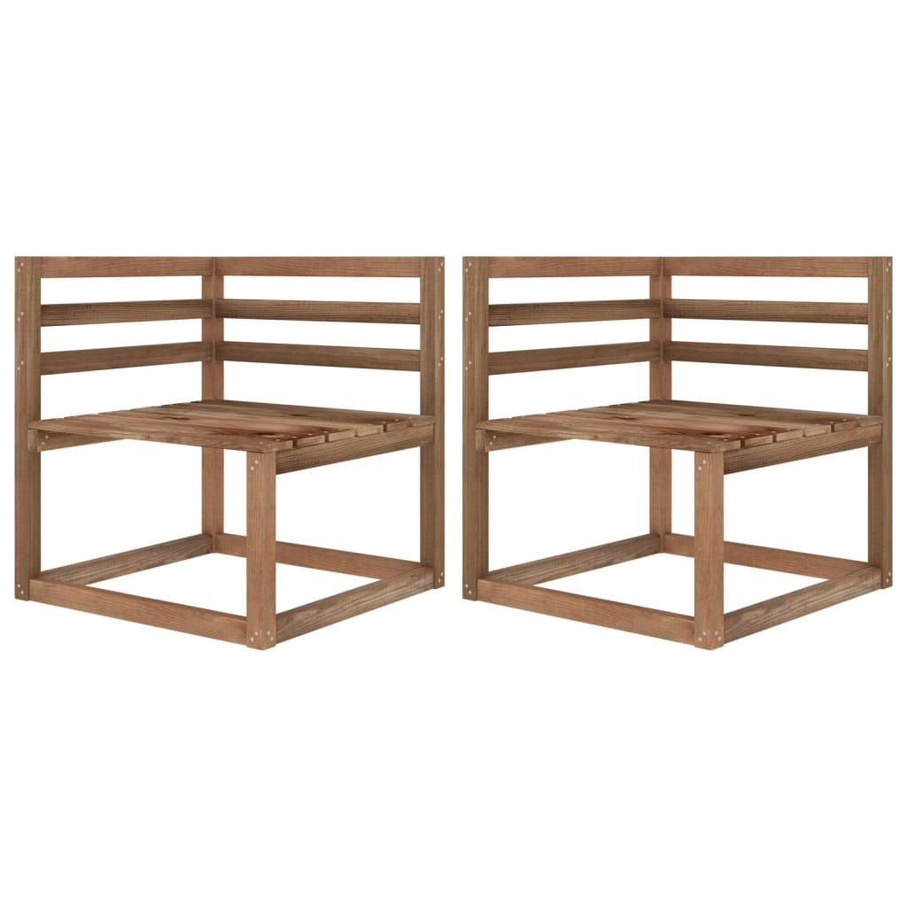 Garden Pallet Corner Sofas 2 pcs Brown Impregnated Pinewood- Outdoor Sectional Sofa Units - HomeShopIreland - Home Shop Ireland - Outdoor Sectional Sofa Units - Garden Pallet Corner Sofas 2 pcs Brown Impregnated Pinewood