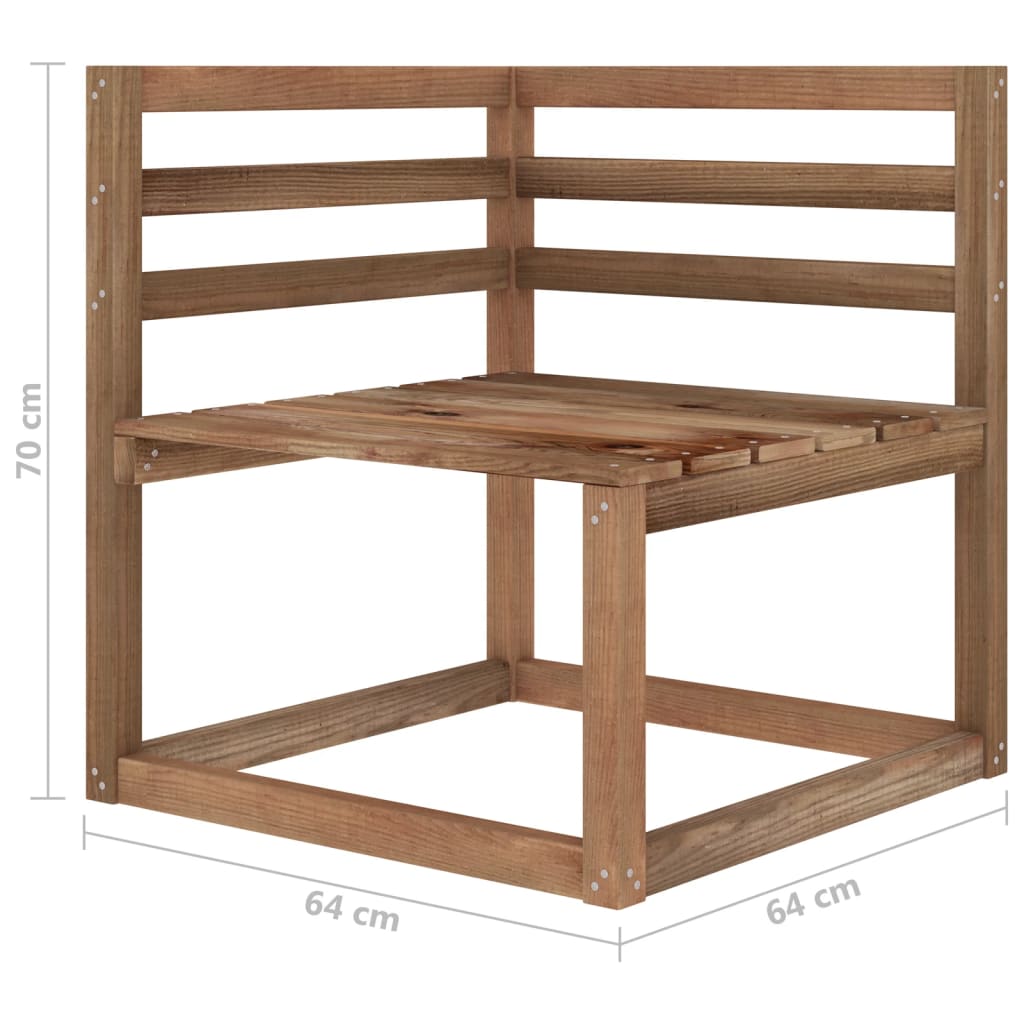Garden Pallet Corner Sofas 2 pcs Brown Impregnated Pinewood- Outdoor Sectional Sofa Units - HomeShopIreland - Home Shop Ireland - Outdoor Sectional Sofa Units - Garden Pallet Corner Sofas 2 pcs Brown Impregnated Pinewood