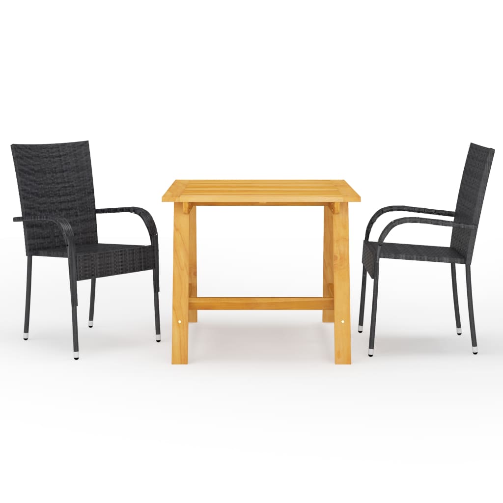 3 Piece Garden Dining Set Black- Outdoor Furniture Sets - HomeShopIreland - Home Shop Ireland - Outdoor Furniture Sets - 3 Piece Garden Dining Set Black