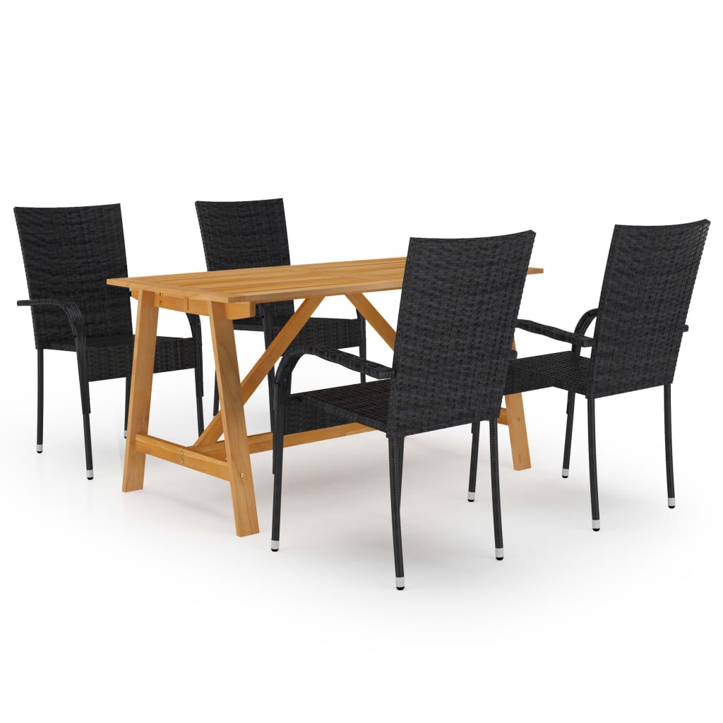 5 Piece Garden Dining Set Black- Outdoor Furniture Sets - HomeShopIreland - Home Shop Ireland - Outdoor Furniture Sets - 5 Piece Garden Dining Set Black
