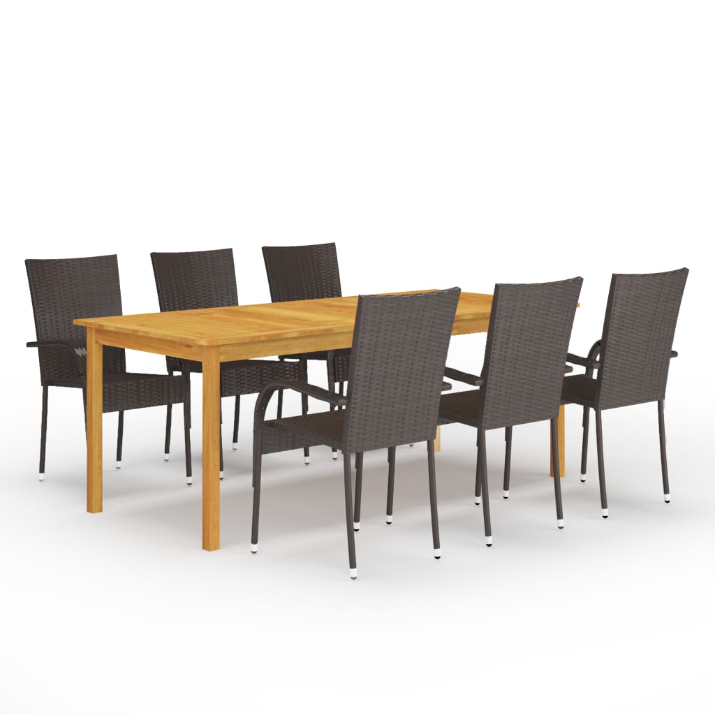 7 Piece Garden Dining Set Brown- Outdoor Furniture Sets - HomeShopIreland - Home Shop Ireland - Outdoor Furniture Sets - 7 Piece Garden Dining Set Brown