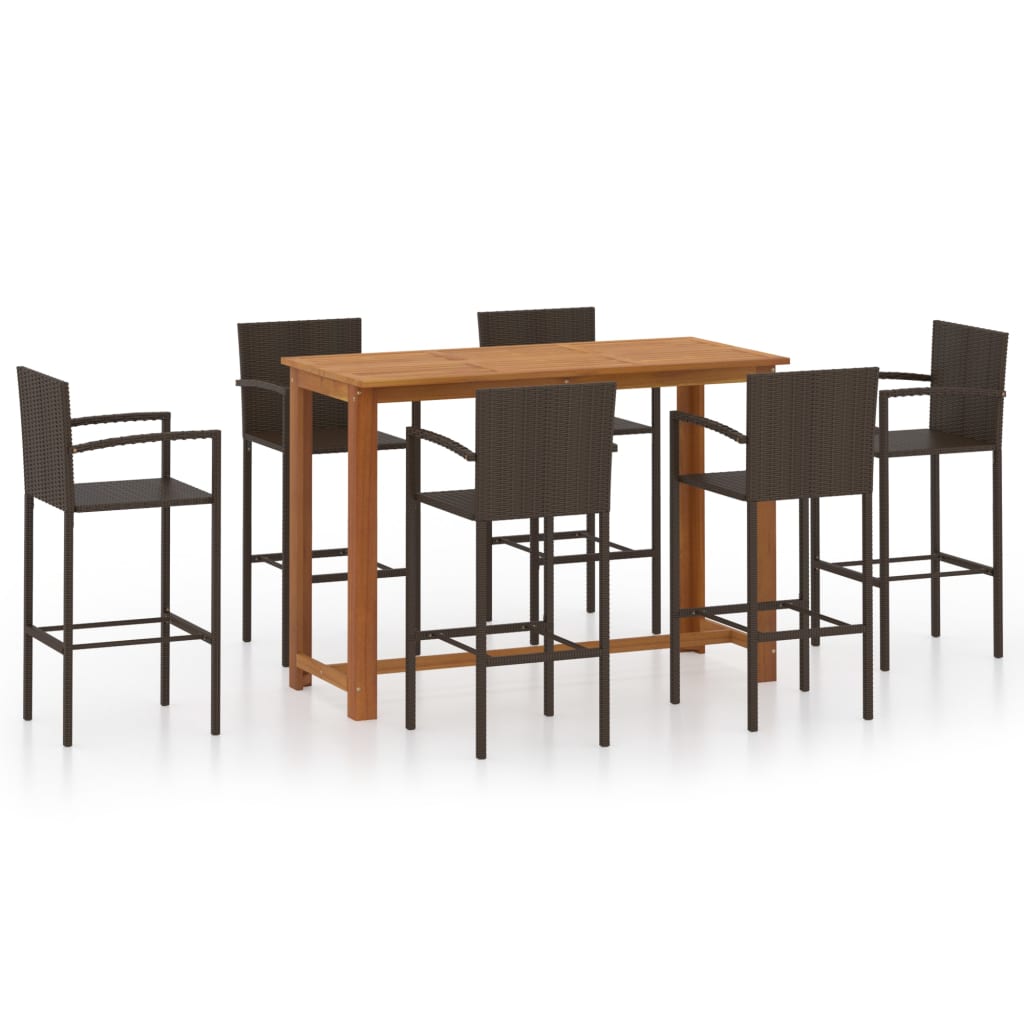 7 Piece Garden Bar Set Brown- Outdoor Furniture Sets - HomeShopIreland - Home Shop Ireland - Outdoor Furniture Sets - 7 Piece Garden Bar Set Brown