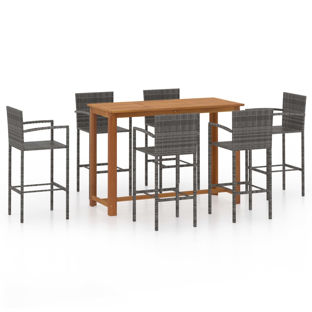 7 Piece Garden Bar Set Grey- Outdoor Furniture Sets - HomeShopIreland - Home Shop Ireland - Outdoor Furniture Sets - 7 Piece Garden Bar Set Grey