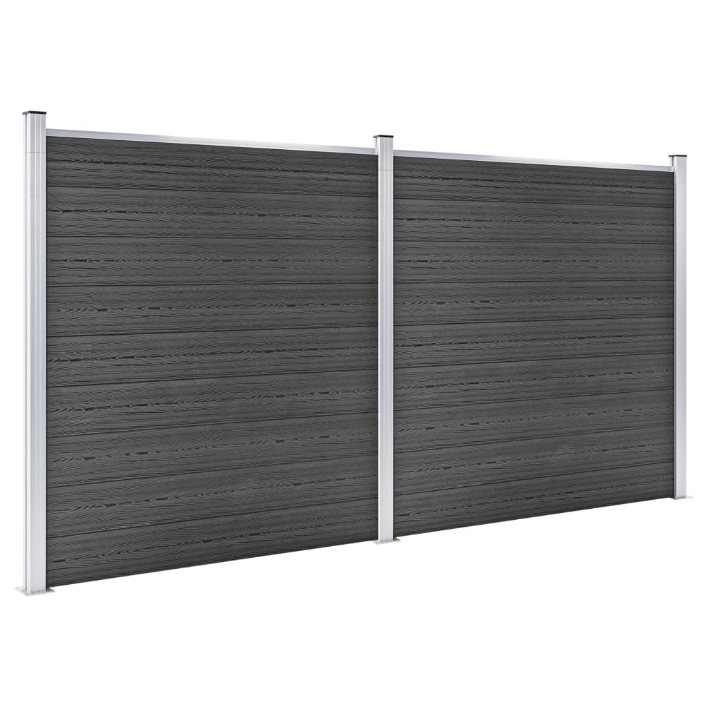 Fence Panel Set WPC 353x186 cm Black- Fence Panels - HomeShopIreland - Home Shop Ireland - Fence Panels - Fence Panel Set WPC 353x186 cm Black
