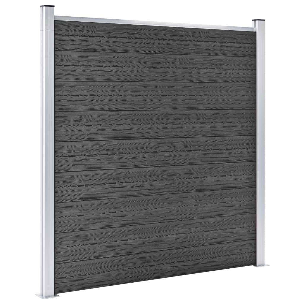 Fence Panel Set WPC 353x186 cm Black- Fence Panels - HomeShopIreland - Home Shop Ireland - Fence Panels - Fence Panel Set WPC 353x186 cm Black