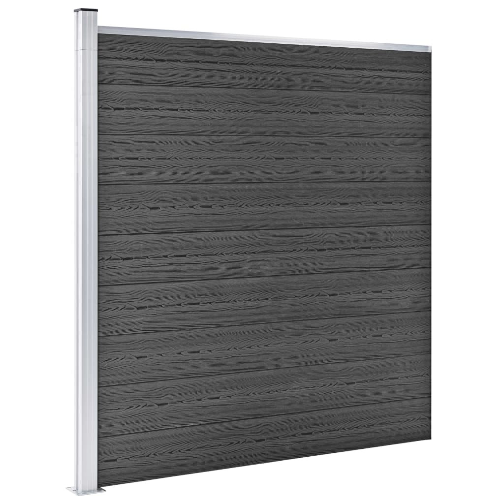 Fence Panel Set WPC 353x186 cm Black- Fence Panels - HomeShopIreland - Home Shop Ireland - Fence Panels - Fence Panel Set WPC 353x186 cm Black