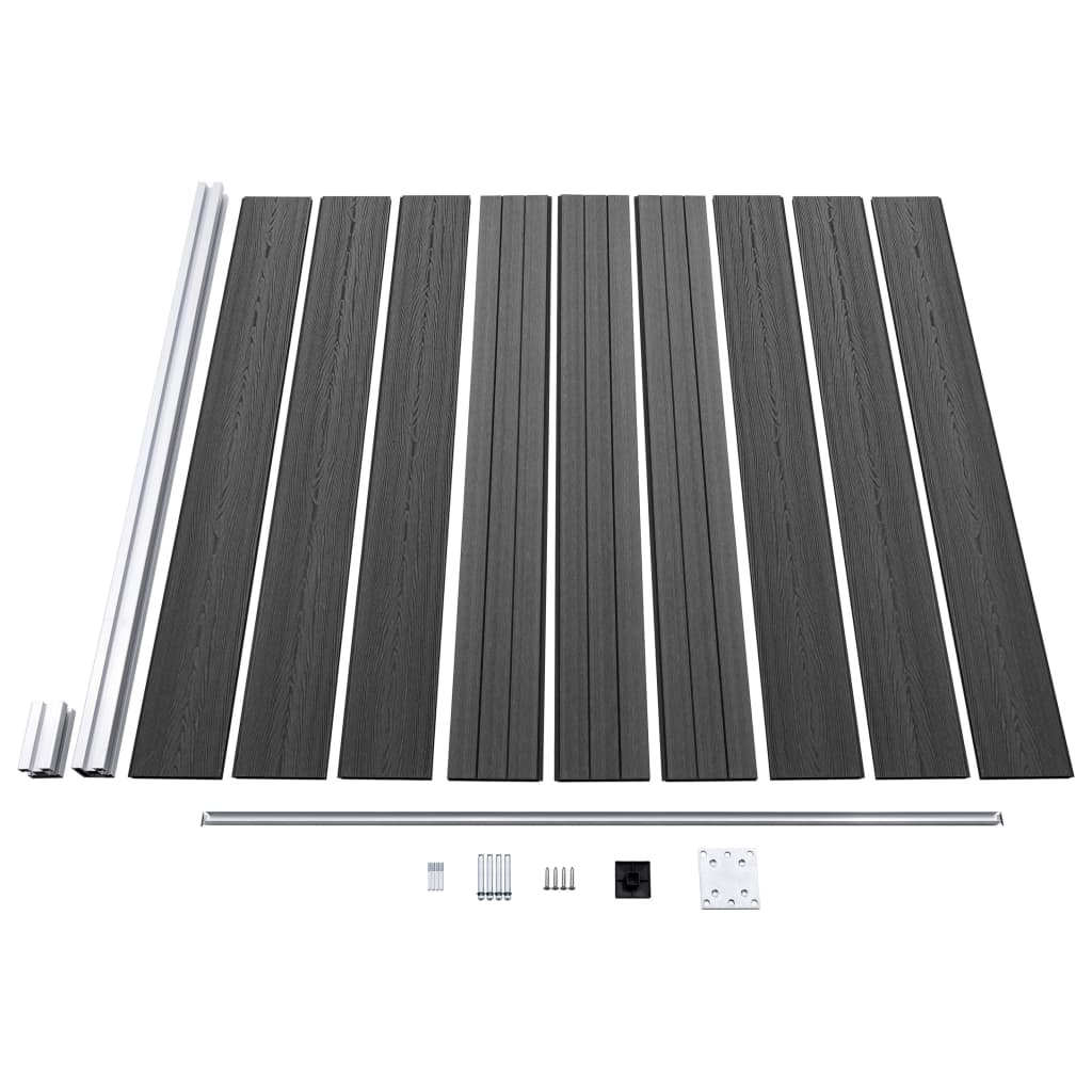 Fence Panel Set WPC 353x186 cm Black- Fence Panels - HomeShopIreland - Home Shop Ireland - Fence Panels - Fence Panel Set WPC 353x186 cm Black