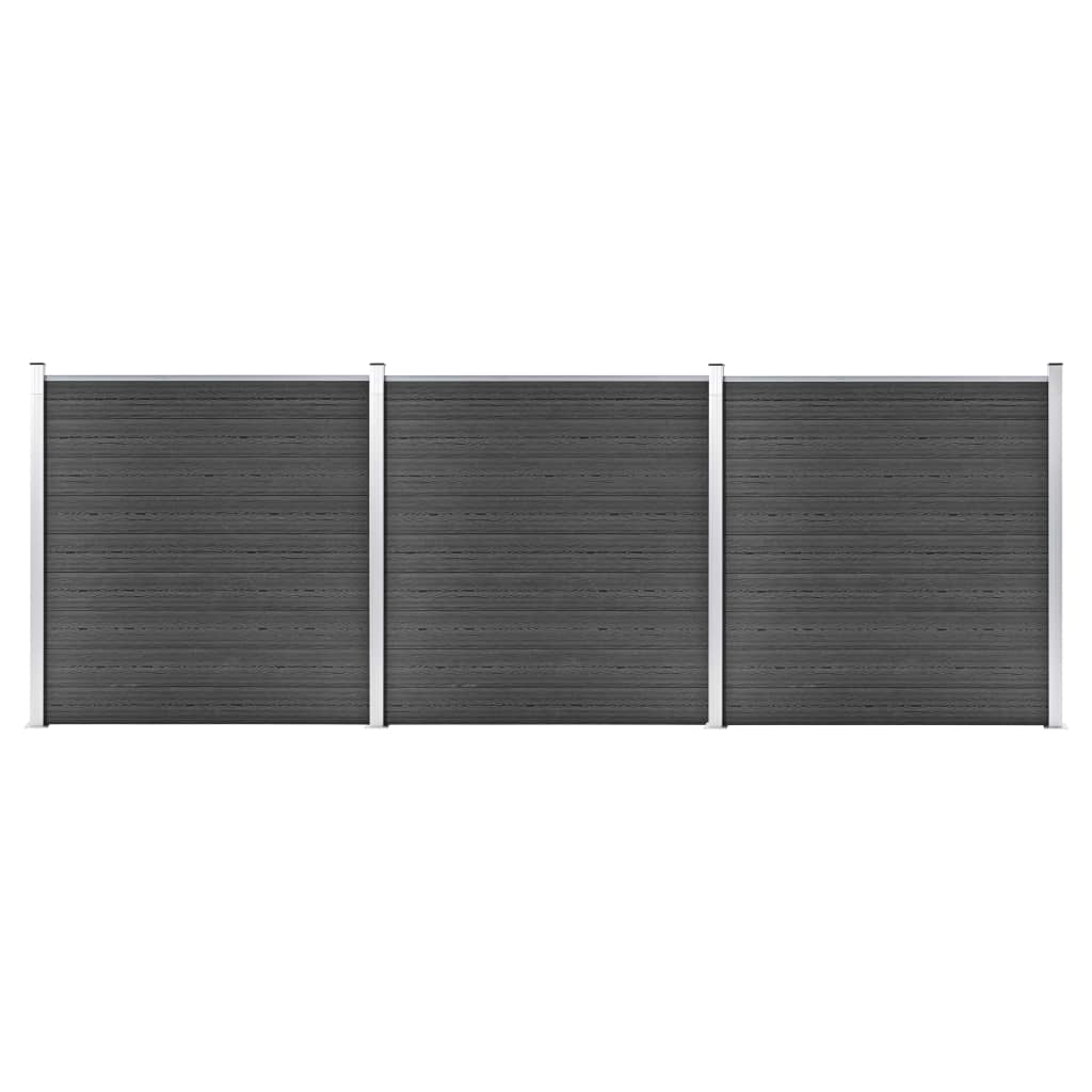 Fence Panel Set WPC 526x186 cm Black- Fence Panels - HomeShopIreland - Home Shop Ireland - Fence Panels - Fence Panel Set WPC 526x186 cm Black