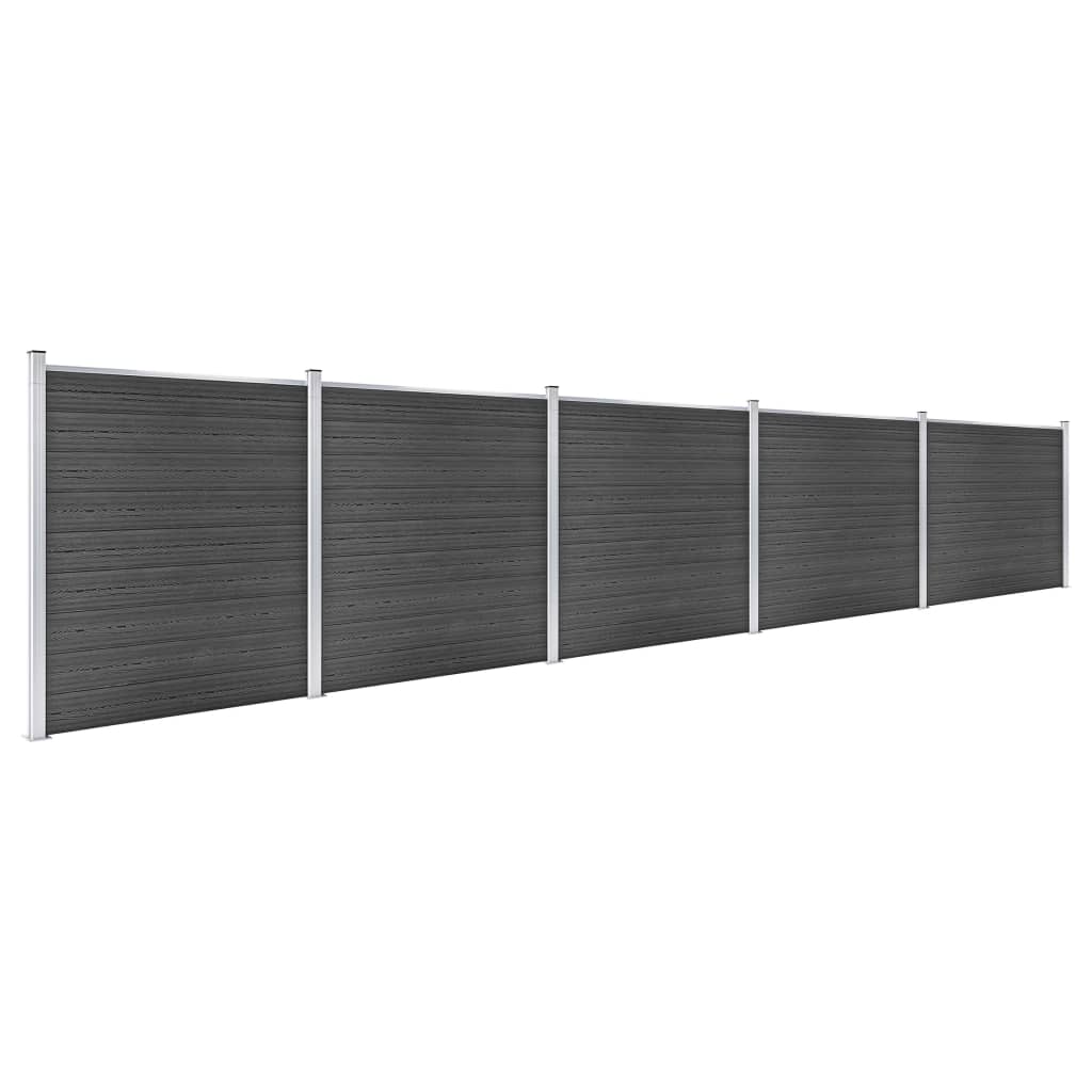 Fence Panel Set WPC 872x186 cm Black- Fence Panels - HomeShopIreland - Home Shop Ireland - Fence Panels - Fence Panel Set WPC 872x186 cm Black