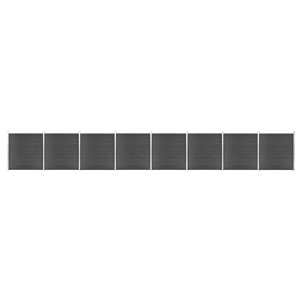 Fence Panel Set WPC 1391x186 cm Black- Fence Panels - HomeShopIreland - Home Shop Ireland - Fence Panels - Fence Panel Set WPC 1391x186 cm Black
