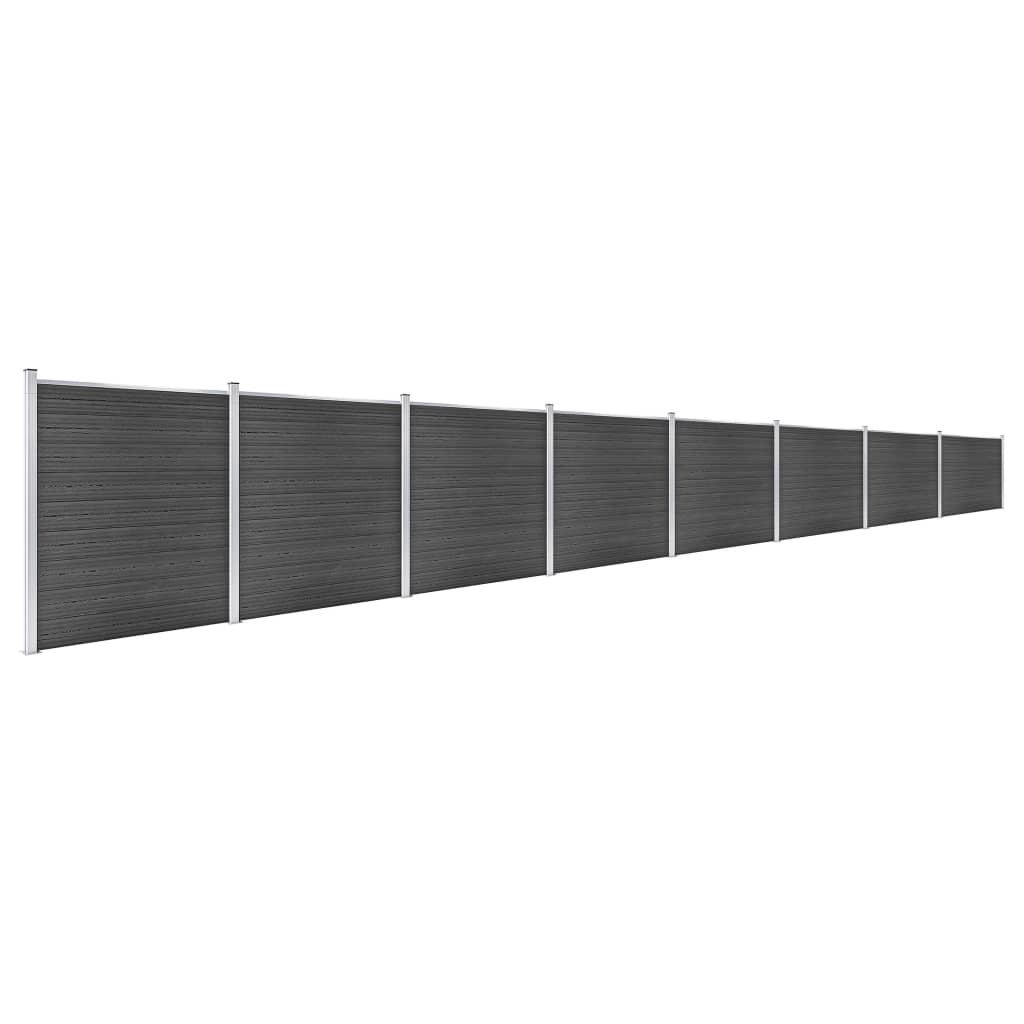 Fence Panel Set WPC 1391x186 cm Black- Fence Panels - HomeShopIreland - Home Shop Ireland - Fence Panels - Fence Panel Set WPC 1391x186 cm Black
