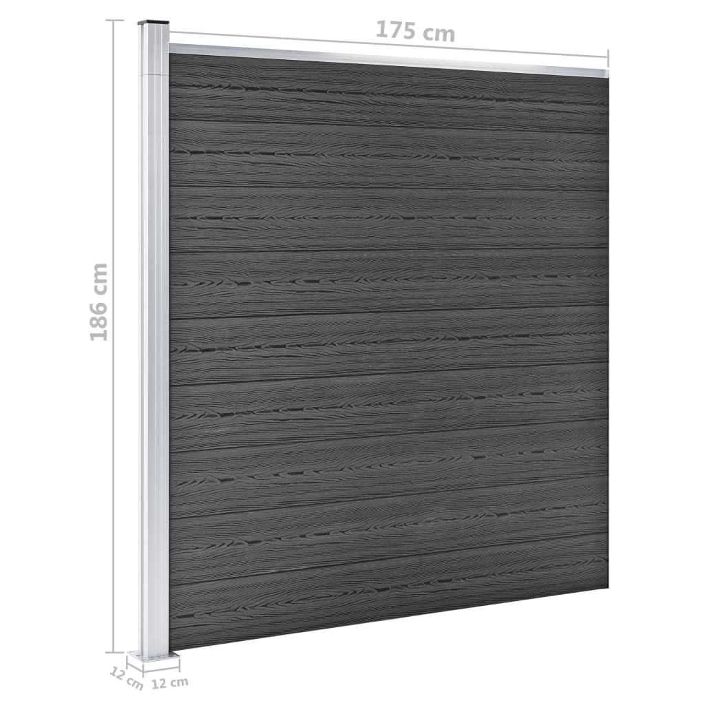 Fence Panel Set WPC 1391x186 cm Black- Fence Panels - HomeShopIreland - Home Shop Ireland - Fence Panels - Fence Panel Set WPC 1391x186 cm Black