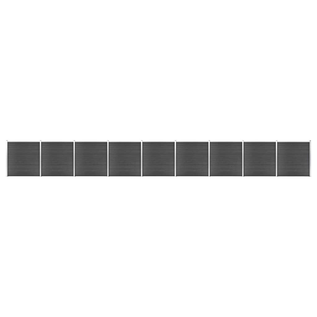 Fence Panel Set WPC 1564x186 cm Black- Fence Panels - HomeShopIreland - Home Shop Ireland - Fence Panels - Fence Panel Set WPC 1564x186 cm Black