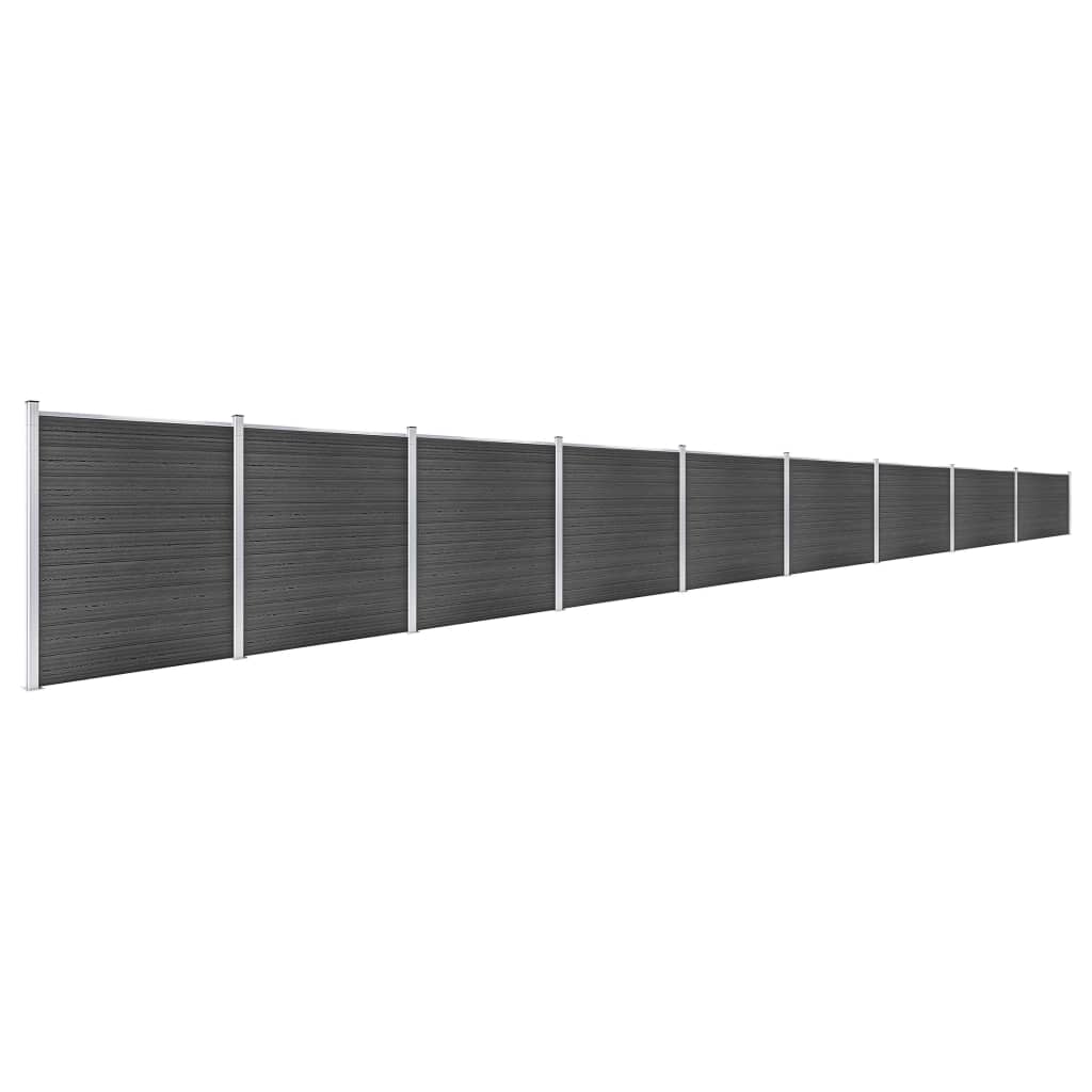 Fence Panel Set WPC 1564x186 cm Black- Fence Panels - HomeShopIreland - Home Shop Ireland - Fence Panels - Fence Panel Set WPC 1564x186 cm Black