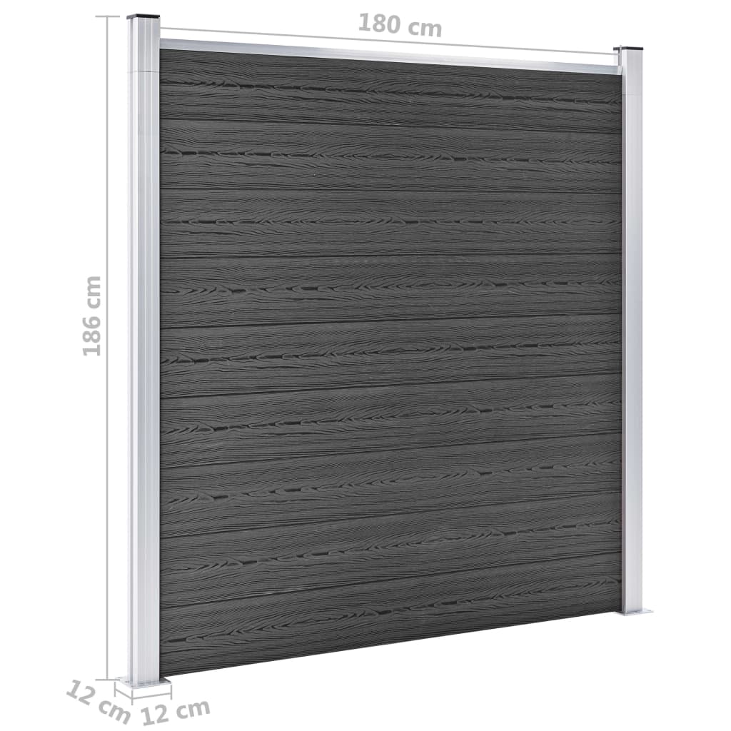 Fence Panel Set WPC 1564x186 cm Black- Fence Panels - HomeShopIreland - Home Shop Ireland - Fence Panels - Fence Panel Set WPC 1564x186 cm Black