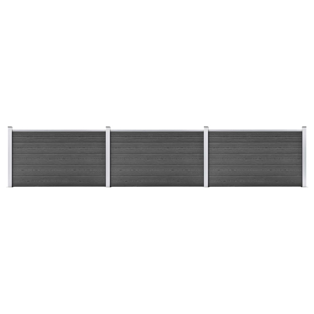 Fence Panel Set WPC 526x105 cm Black- Fence Panels - HomeShopIreland - Home Shop Ireland - Fence Panels - Fence Panel Set WPC 526x105 cm Black