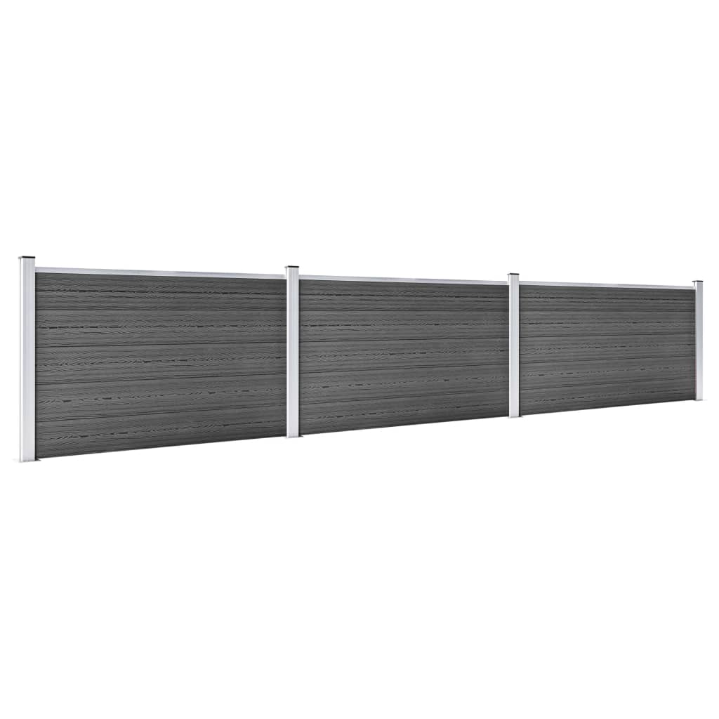 Fence Panel Set WPC 526x105 cm Black- Fence Panels - HomeShopIreland - Home Shop Ireland - Fence Panels - Fence Panel Set WPC 526x105 cm Black