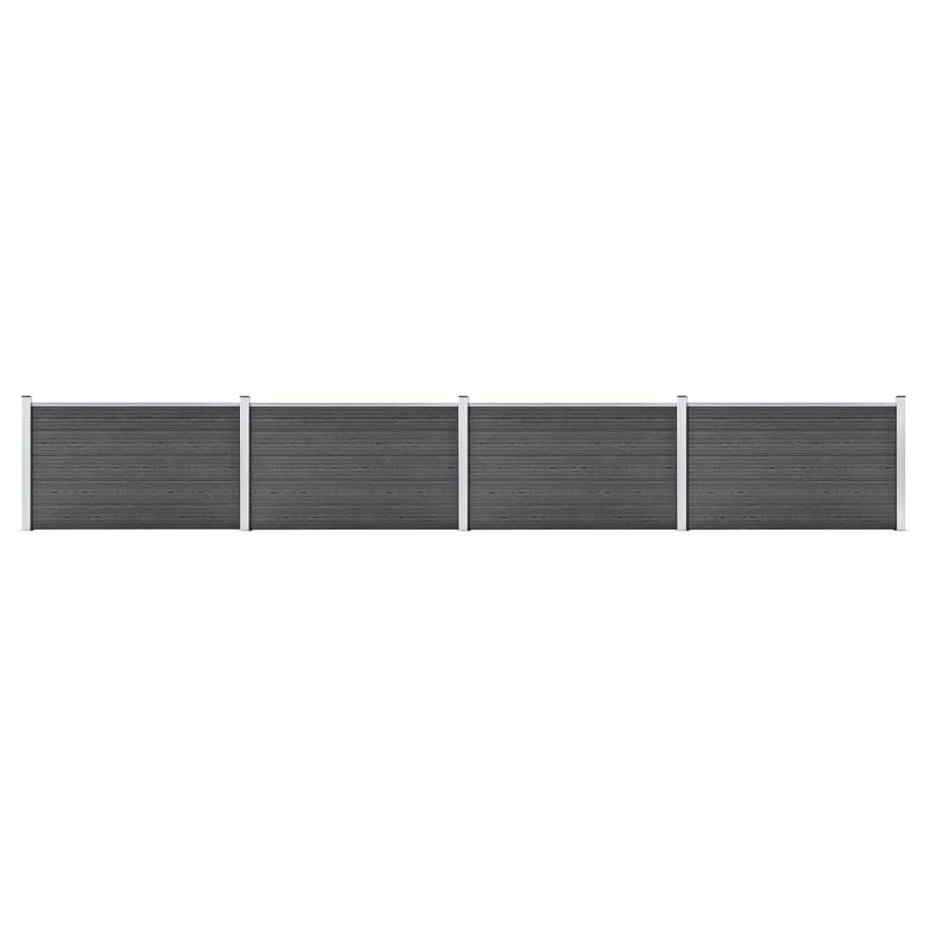 Fence Panel Set WPC 699x105 cm Black- Fence Panels - HomeShopIreland - Home Shop Ireland - Fence Panels - Fence Panel Set WPC 699x105 cm Black