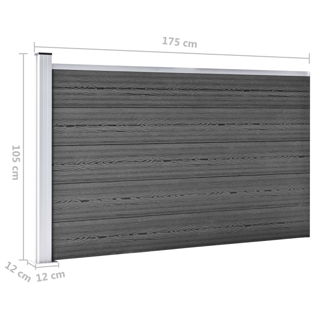 Fence Panel Set WPC 699x105 cm Black- Fence Panels - HomeShopIreland - Home Shop Ireland - Fence Panels - Fence Panel Set WPC 699x105 cm Black
