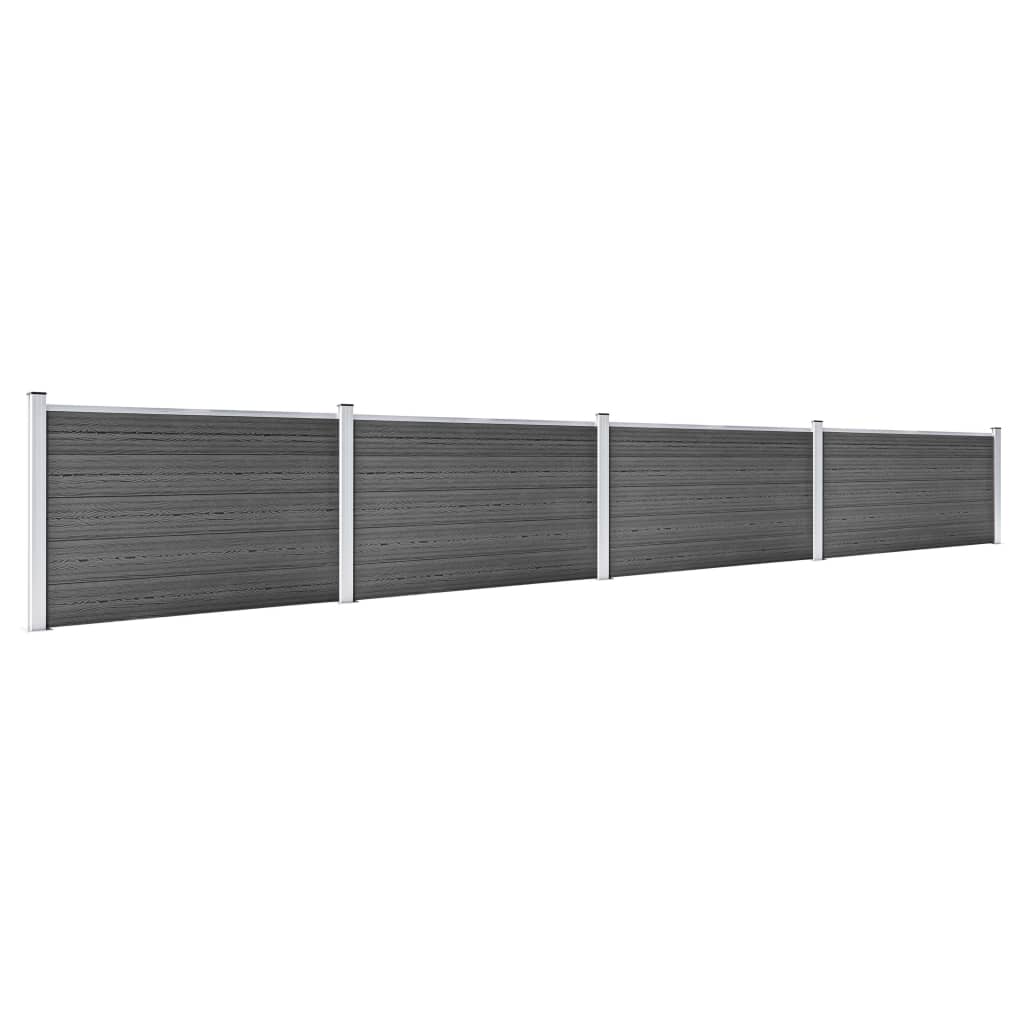 Fence Panel Set WPC 699x105 cm Black- Fence Panels - HomeShopIreland - Home Shop Ireland - Fence Panels - Fence Panel Set WPC 699x105 cm Black