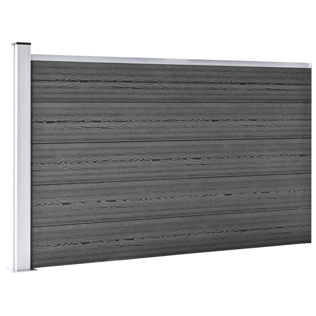 Fence Panel Set WPC 699x105 cm Black- Fence Panels - HomeShopIreland - Home Shop Ireland - Fence Panels - Fence Panel Set WPC 699x105 cm Black