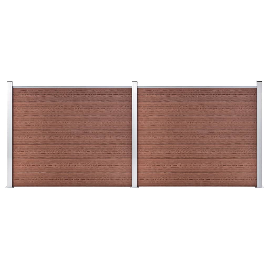 Fence Panel Set WPC 353x146 cm Brown- Fence Panels - HomeShopIreland - Home Shop Ireland - Fence Panels - Fence Panel Set WPC 353x146 cm Brown
