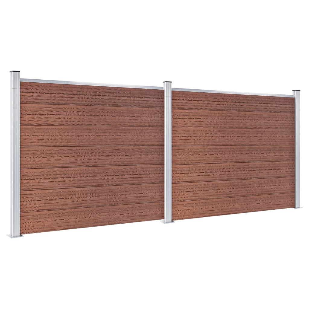 Fence Panel Set WPC 353x146 cm Brown- Fence Panels - HomeShopIreland - Home Shop Ireland - Fence Panels - Fence Panel Set WPC 353x146 cm Brown