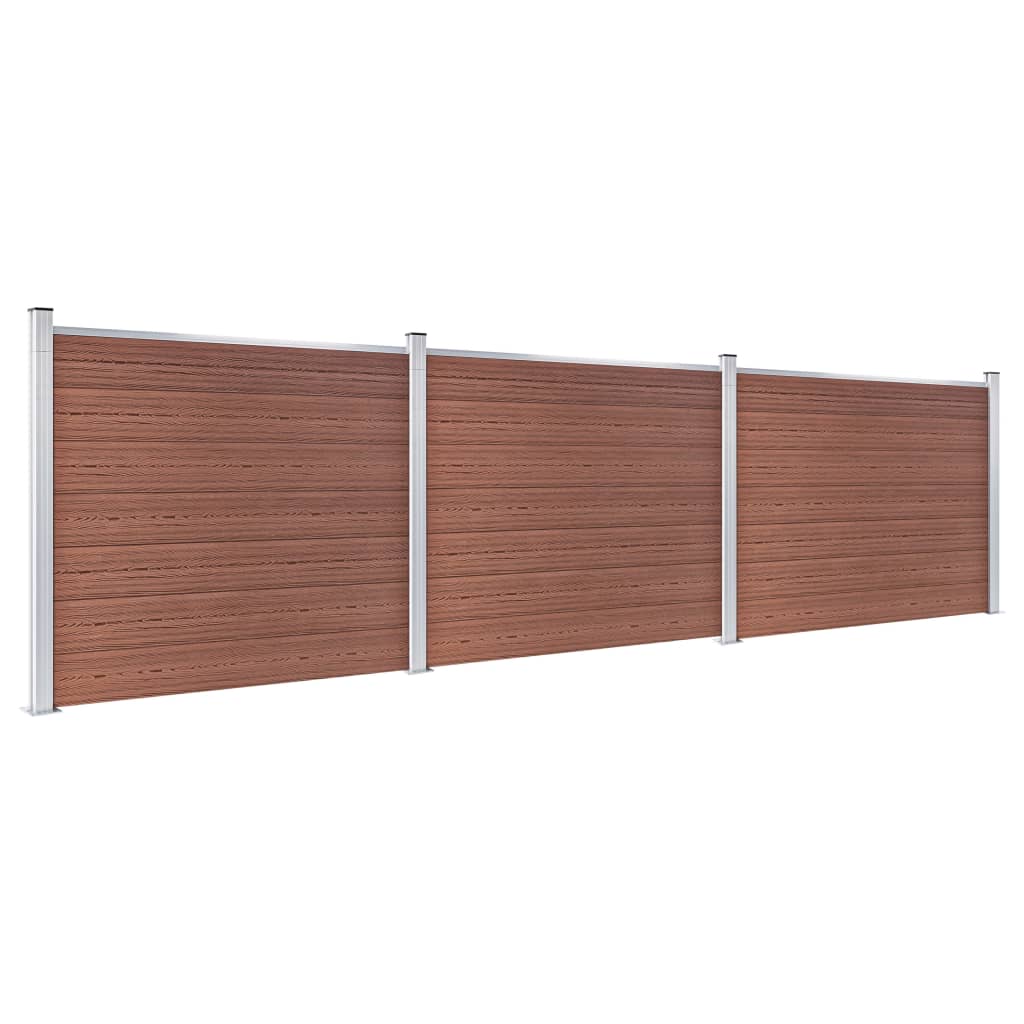 Fence Panel Set WPC 526x146 cm Brown- Fence Panels - HomeShopIreland - Home Shop Ireland - Fence Panels - Fence Panel Set WPC 526x146 cm Brown