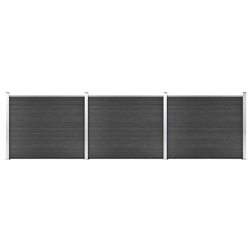 Fence Panel Set WPC 526x146 cm Grey- Fence Panels - HomeShopIreland - Home Shop Ireland - Fence Panels - Fence Panel Set WPC 526x146 cm Grey