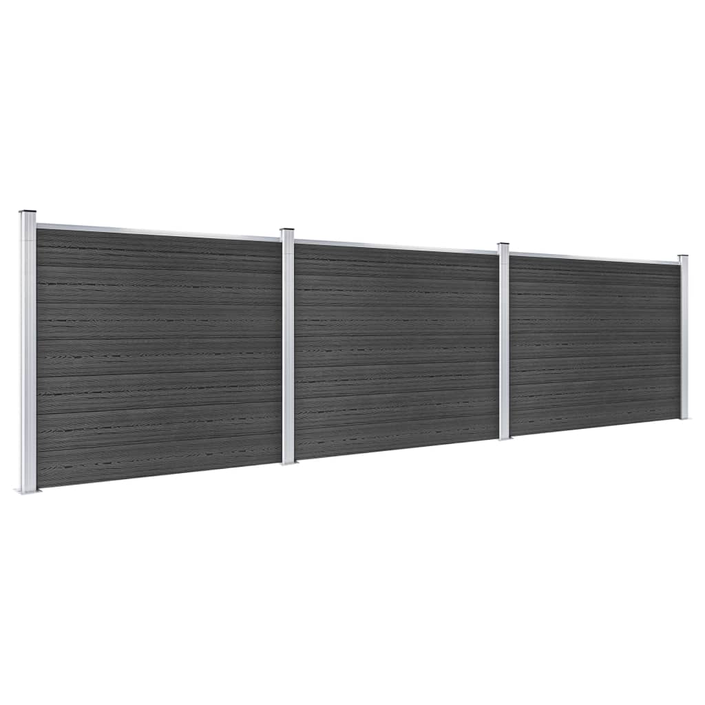 Fence Panel Set WPC 526x146 cm Grey- Fence Panels - HomeShopIreland - Home Shop Ireland - Fence Panels - Fence Panel Set WPC 526x146 cm Grey