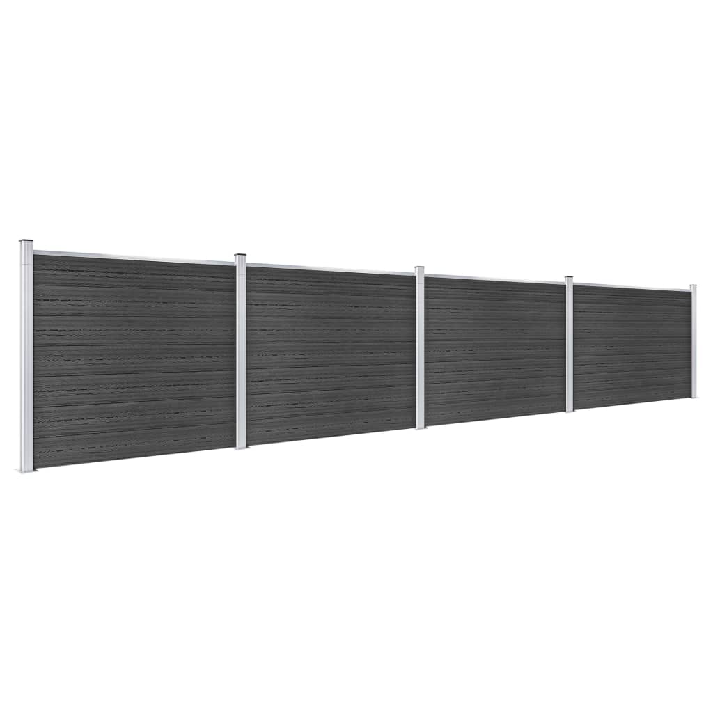 Fence Panel Set WPC 699x146 cm Grey- Fence Panels - HomeShopIreland - Home Shop Ireland - Fence Panels - Fence Panel Set WPC 699x146 cm Grey