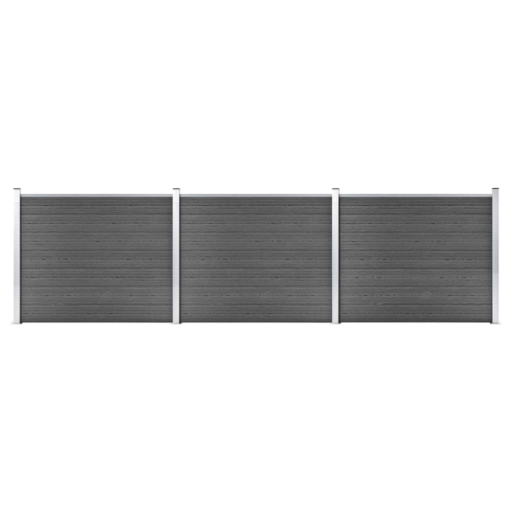 Fence Panel Set WPC 526x146 cm Black- Fence Panels - HomeShopIreland - Home Shop Ireland - Fence Panels - Fence Panel Set WPC 526x146 cm Black
