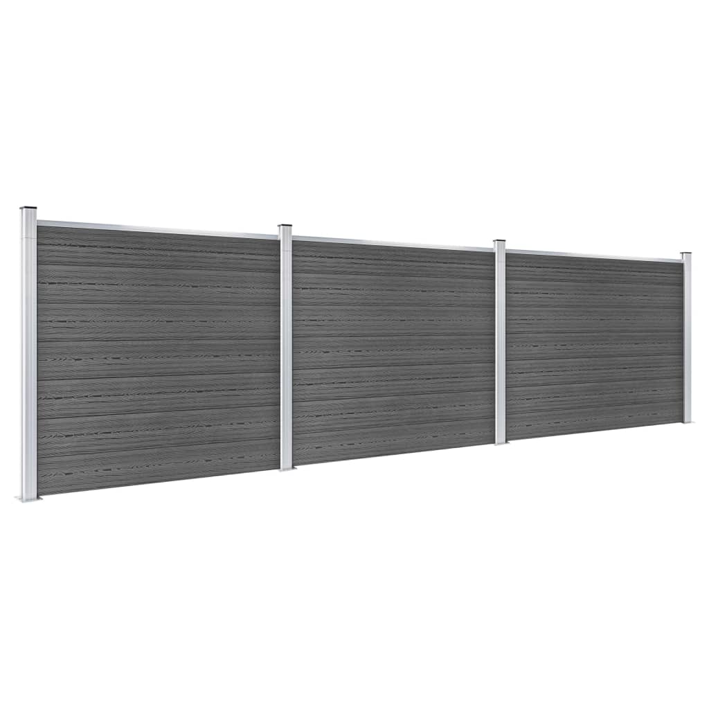 Fence Panel Set WPC 526x146 cm Black- Fence Panels - HomeShopIreland - Home Shop Ireland - Fence Panels - Fence Panel Set WPC 526x146 cm Black