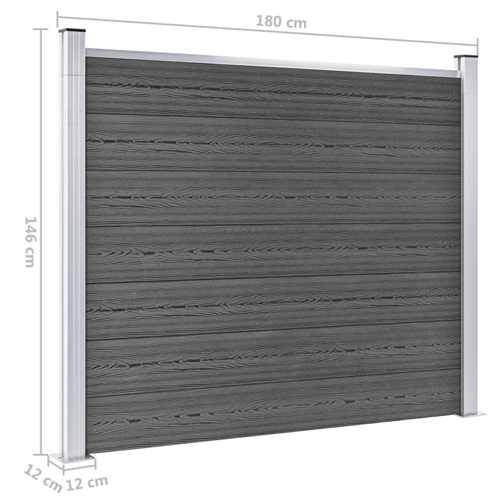 Fence Panel Set WPC 526x146 cm Black- Fence Panels - HomeShopIreland - Home Shop Ireland - Fence Panels - Fence Panel Set WPC 526x146 cm Black