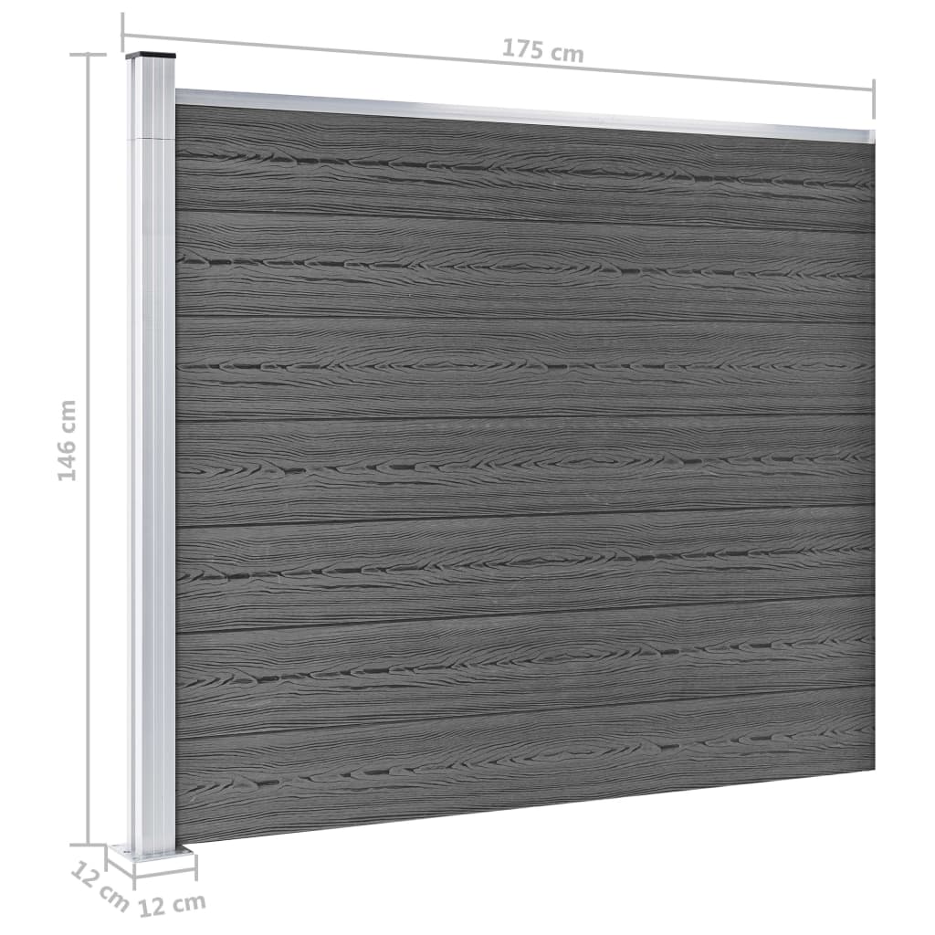 Fence Panel Set WPC 526x146 cm Black- Fence Panels - HomeShopIreland - Home Shop Ireland - Fence Panels - Fence Panel Set WPC 526x146 cm Black