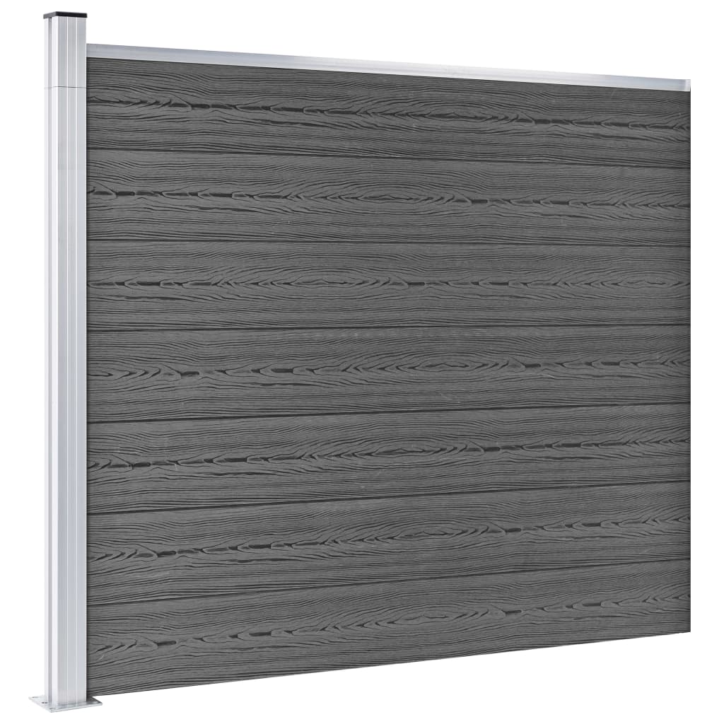 Fence Panel Set WPC 526x146 cm Black- Fence Panels - HomeShopIreland - Home Shop Ireland - Fence Panels - Fence Panel Set WPC 526x146 cm Black