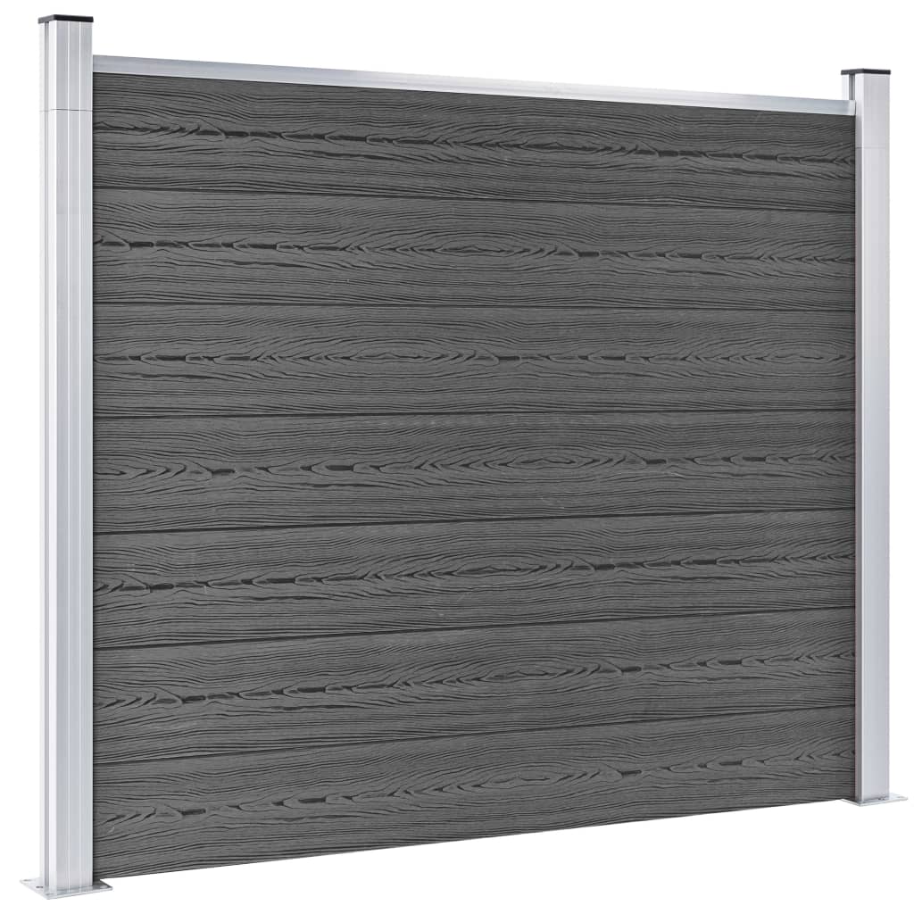 Fence Panel Set WPC 526x146 cm Black- Fence Panels - HomeShopIreland - Home Shop Ireland - Fence Panels - Fence Panel Set WPC 526x146 cm Black