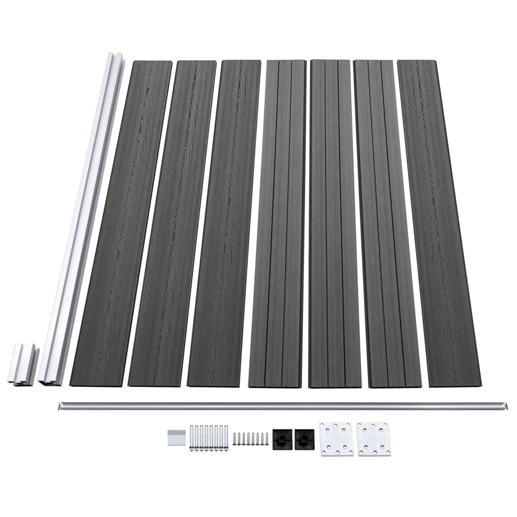 Fence Panel Set WPC 526x146 cm Black- Fence Panels - HomeShopIreland - Home Shop Ireland - Fence Panels - Fence Panel Set WPC 526x146 cm Black
