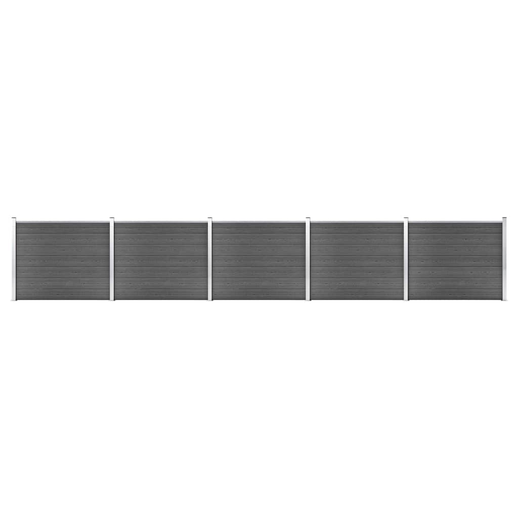 Fence Panel Set WPC 872x146 cm Black- Fence Panels - HomeShopIreland - Home Shop Ireland - Fence Panels - Fence Panel Set WPC 872x146 cm Black