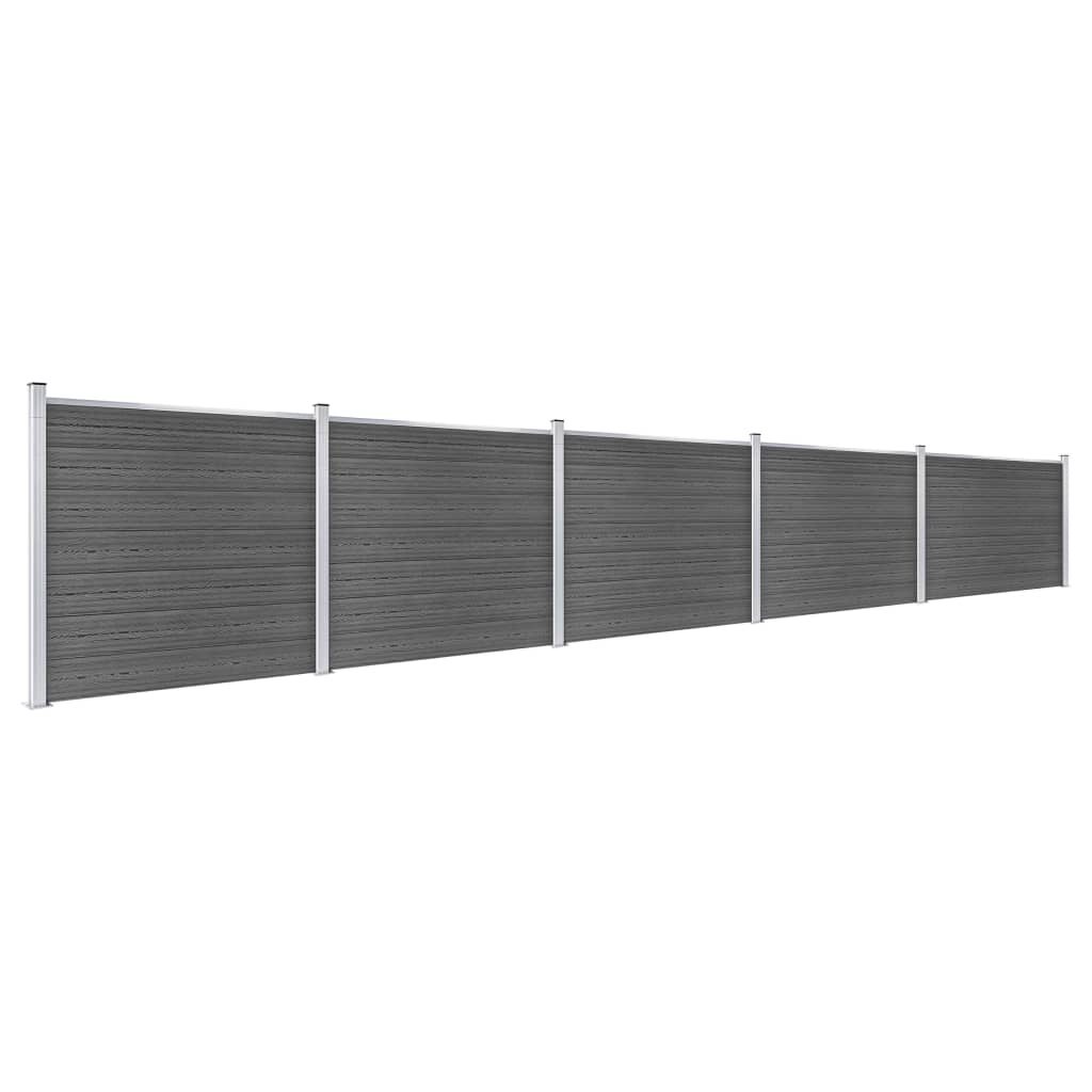 Fence Panel Set WPC 872x146 cm Black- Fence Panels - HomeShopIreland - Home Shop Ireland - Fence Panels - Fence Panel Set WPC 872x146 cm Black