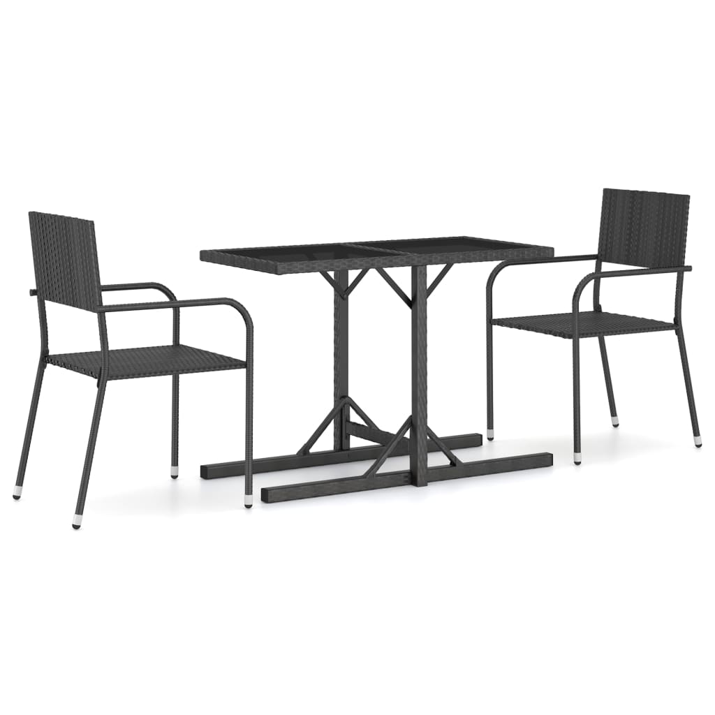 3 Piece Garden Dining Set Black- Outdoor Furniture Sets - HomeShopIreland - Home Shop Ireland - Outdoor Furniture Sets - 3 Piece Garden Dining Set Black