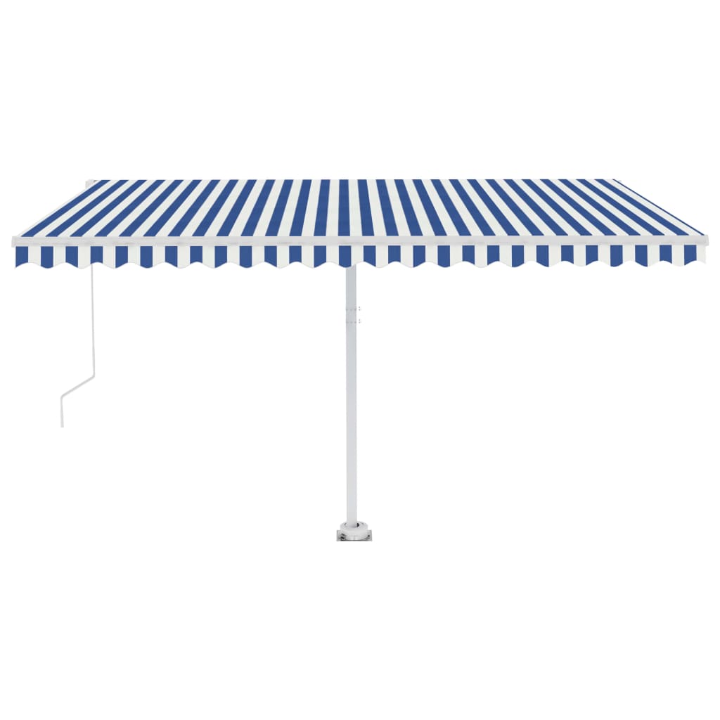 Freestanding Manual Retractable Awning 400x300 cm Blue/White- Window & Door Awnings - HomeShopIreland - Home Shop Ireland - Window & Door Awnings - Freestanding Manual Retractable Awning 400x300 cm Blue/White